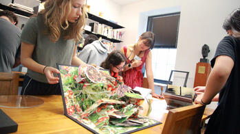 students exploring the archives at Fleet Library
