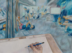 drawing of a student's point of view in class