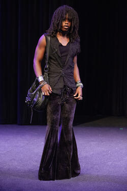 black outfit with silver accessories