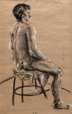 portrait of someone sitting on a stool
