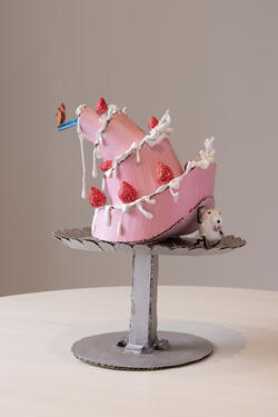 sculpture of a melting cake