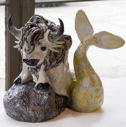 sculpture of a sea goat