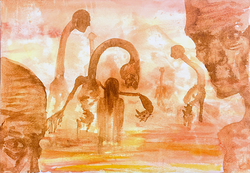 abstracted painting of figures
