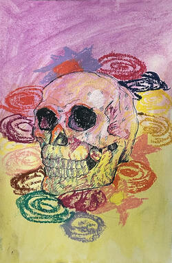 skull with colorful background