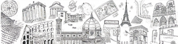 drawings of buildings and landmarks