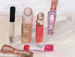 painting of makeup tubes
